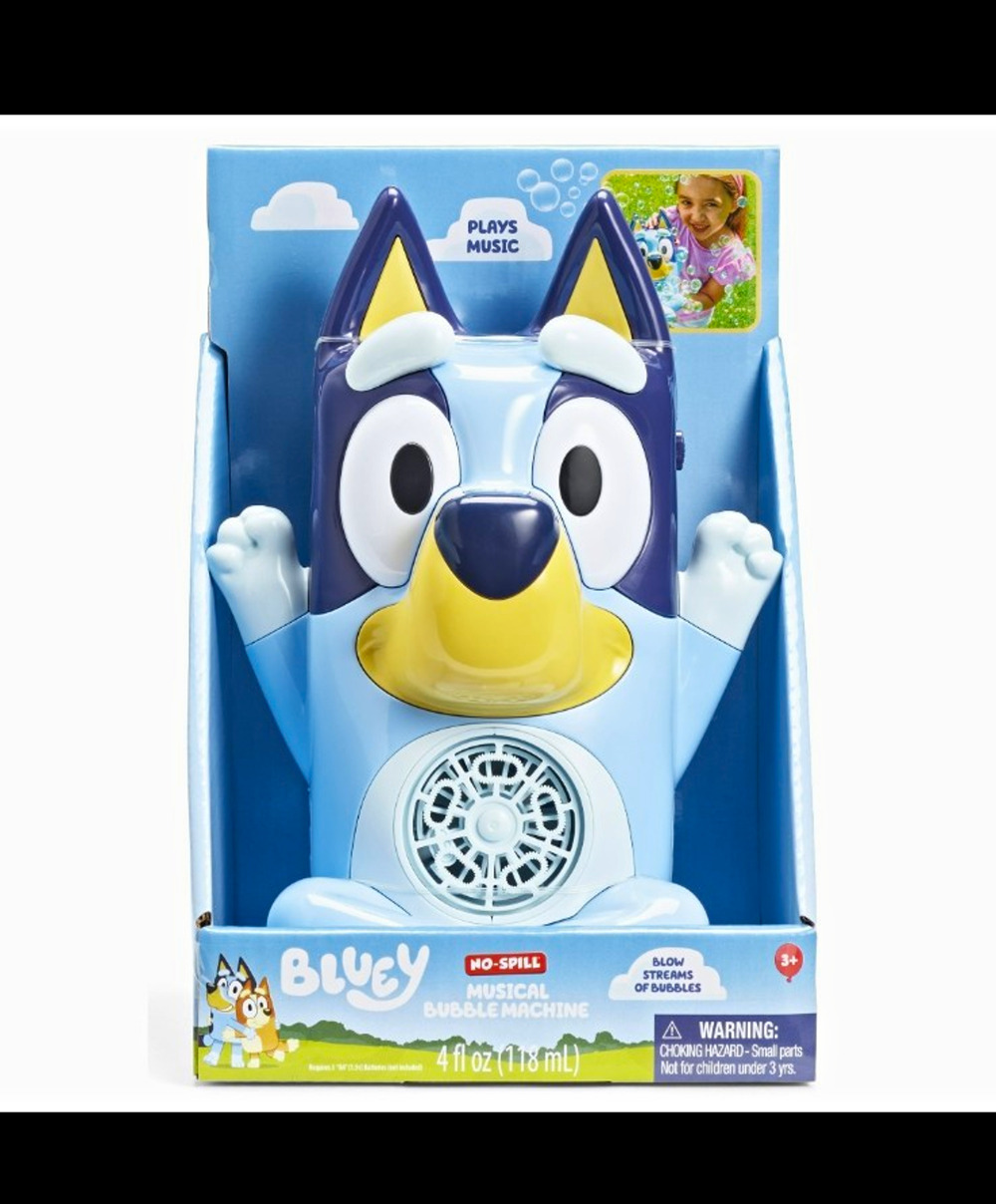 Bluey Musical No-Spill Bubble Machine Toy for Kids Ages 3+ Years